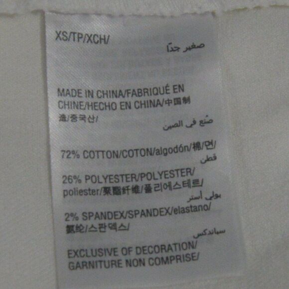 Maison Jules White Denim Jacket with Floral Sleeve Cutouts Size XS - Picture 7 of 7